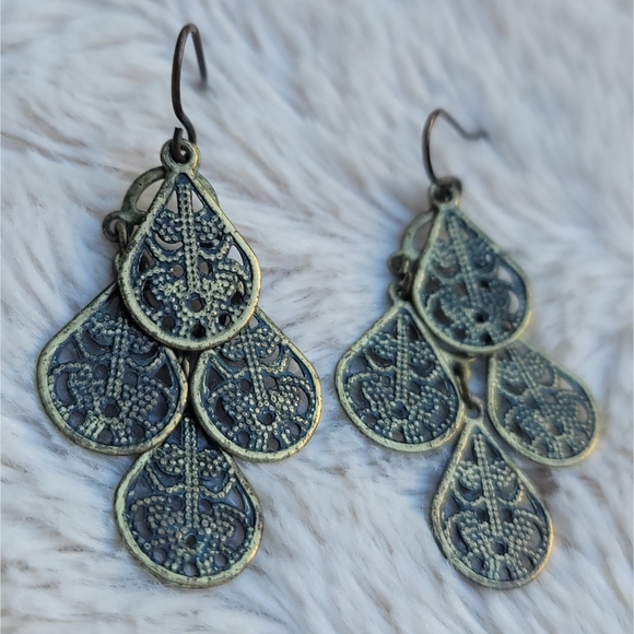 Boho tear drop chandelier dangle earrings - Picture 7 of 17